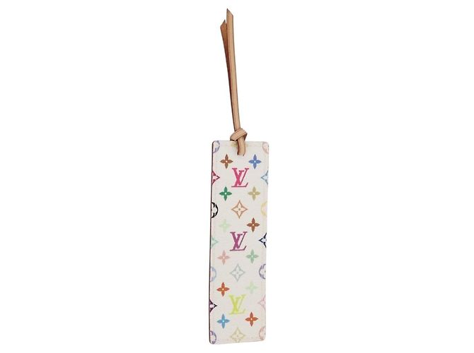 LOUIS VUITTON Monogram Multicolor Mark Page Kadu Bookmark M99196 LV Auth 163475V White