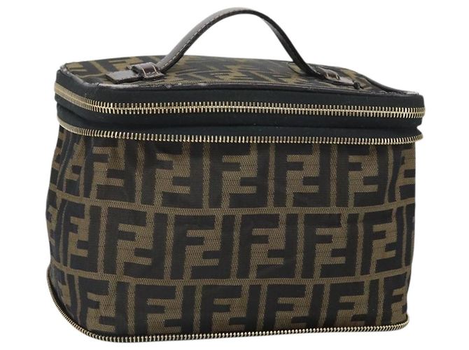 FENDI Zucca Canvas Handtasche braun schwarz Auth ep13217