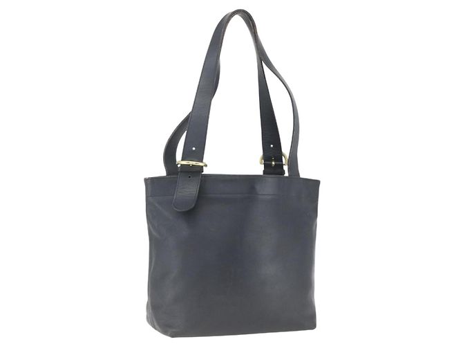 Coach Tote Bag aus Leder Schwarz Gold Auth am9267 Golden