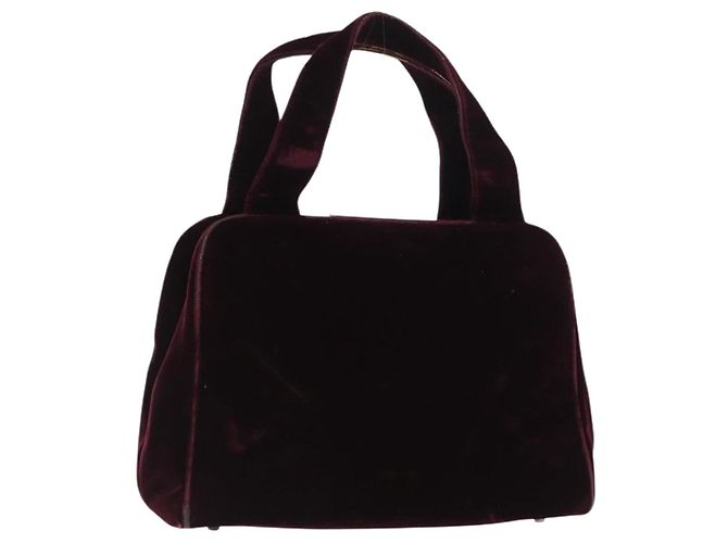 PRADA Borsa a Mano Velluto Viola Argento Auth bs33182 Porpora