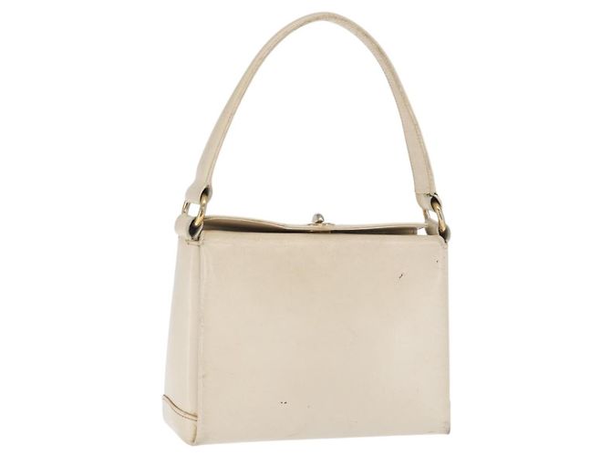 Gucci Sac à main en cuir blanc argenté Auth ep13227