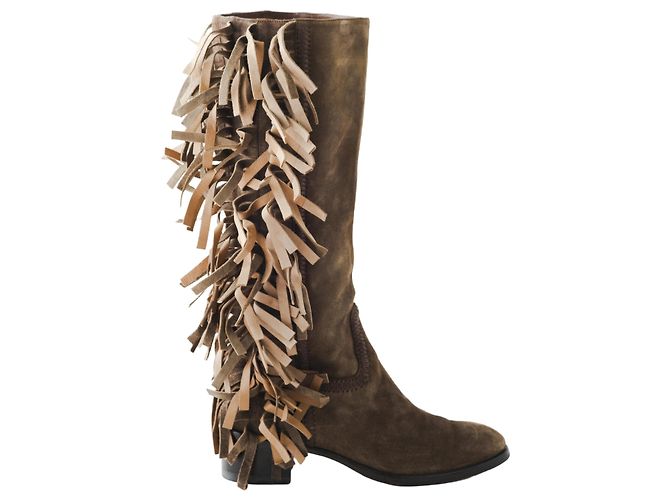 Autre Marque Botas de Ante Marrón con Flecos Santoni Castaño