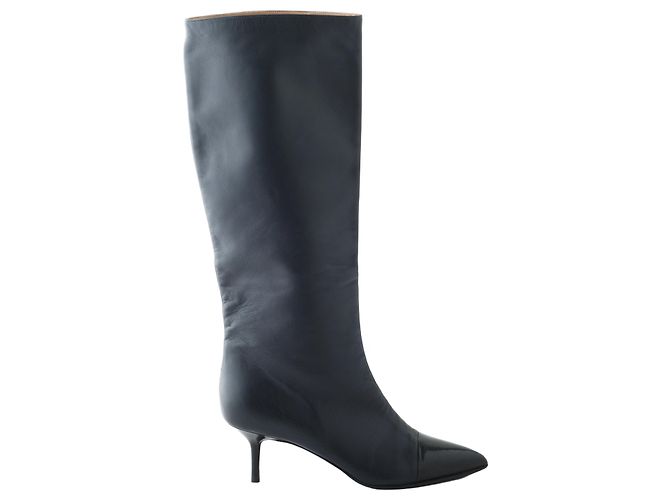 Autre Marque Botas de cuero negro Casadei
