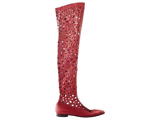 Botas sobre la rodilla perforadas Romeo Gigli Roja