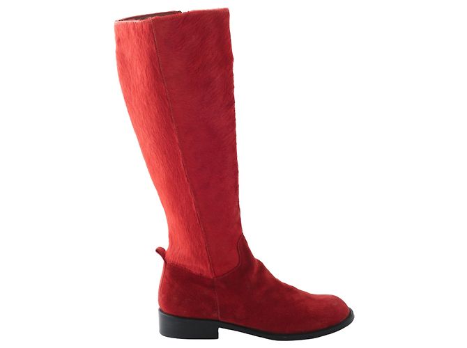 Autre Marque Botas de pelo de poni rojas Philosophy Alberta Ferretti