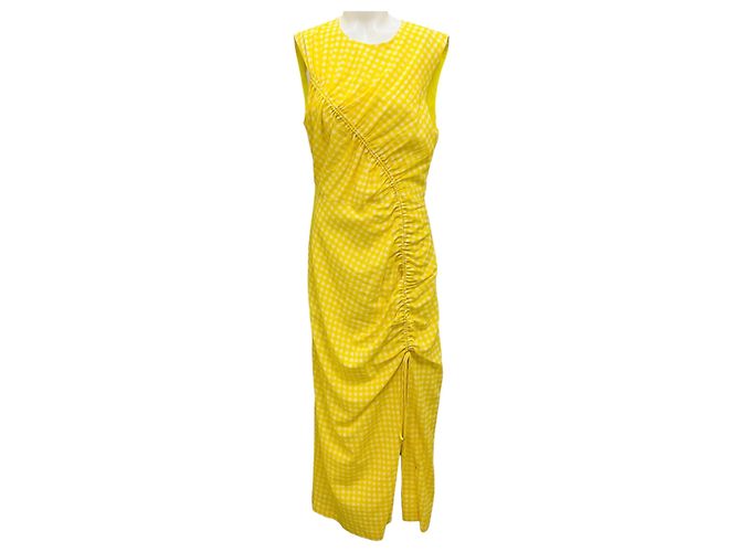 Lela Rose Midi-Kleid mit gerafften Nähten in Zitrone Gelb