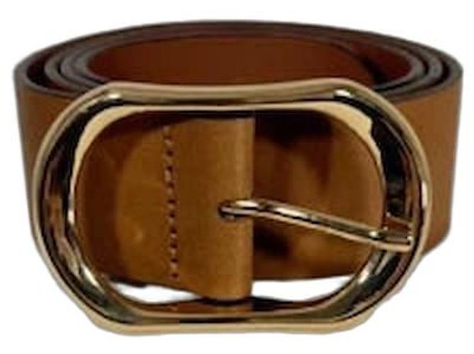 J.Crew Ceinture en cuir marron boucle ovale doré