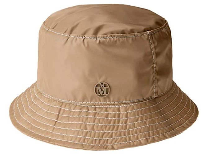 MAISON MICHEL JASON Foldable Rain Hat Beige New TM
