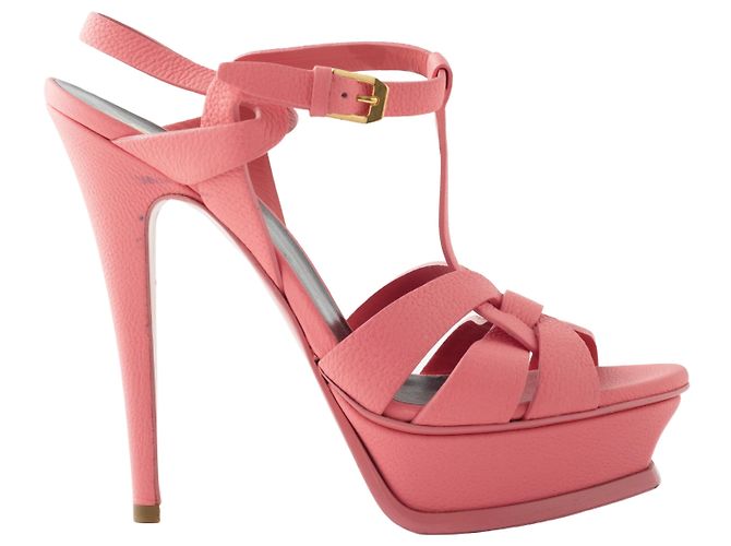 Yves Saint Laurent Leder T-Strap Sandalen