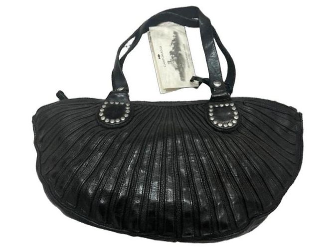Campomaggi Bolsa de couro preta com tachas Preto