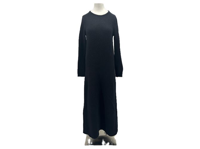 Autre Marque Langes Kleid aus schwarzer Wolle