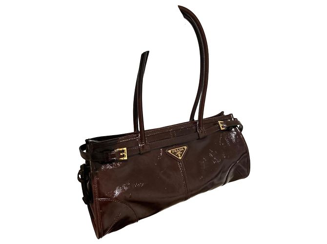 Bolsa de mão Prada em couro marrom