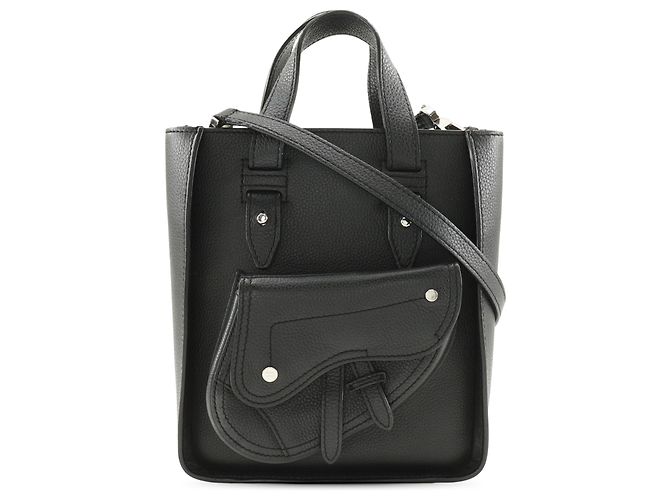 Bolsa Saddle mini em couro de bezerro granulado preto Dior