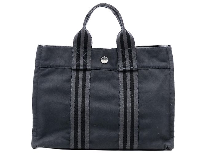 Hermès Borsa Fourre Tout PM in Tela Nera Nero