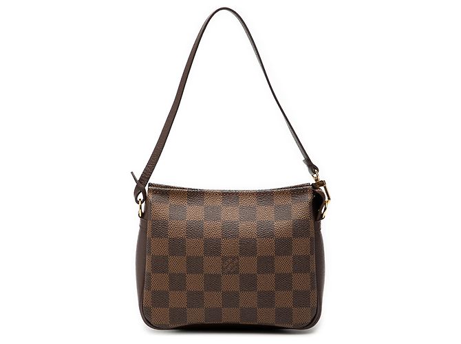 Trousse Pochette Damier Ebene Marrón Louis Vuitton Castaño