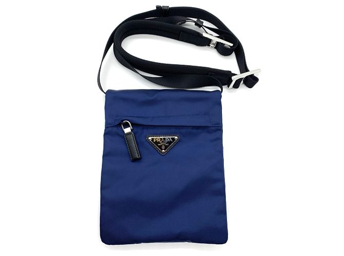Borsa a Spalla Triangle in Nylon Prada Blu