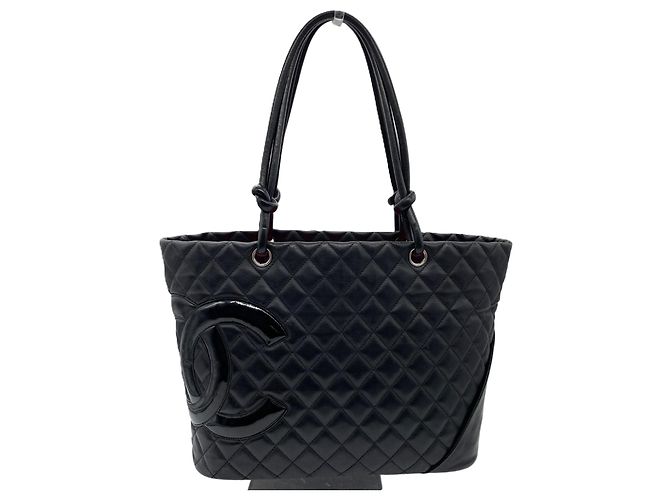 Sac cabas large Chanel Cambon Line Coco Mark Noir Rose