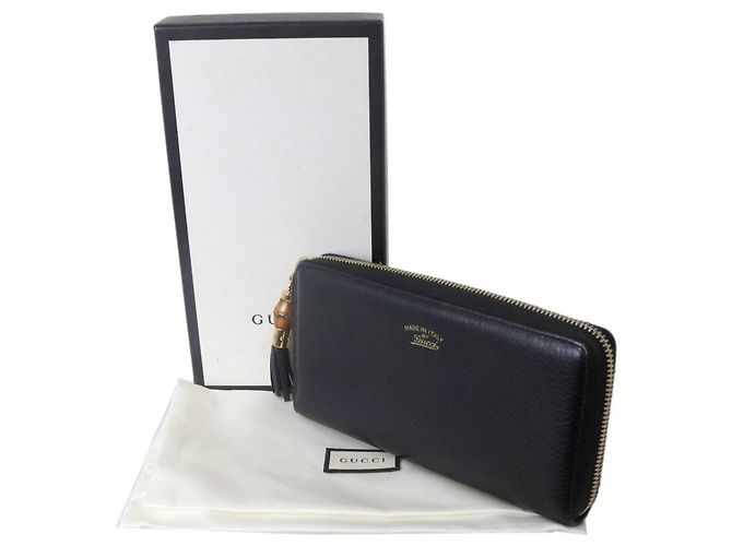 Bamboo Portafoglio Lungo Rotondo in Bambù GUCCI Nero