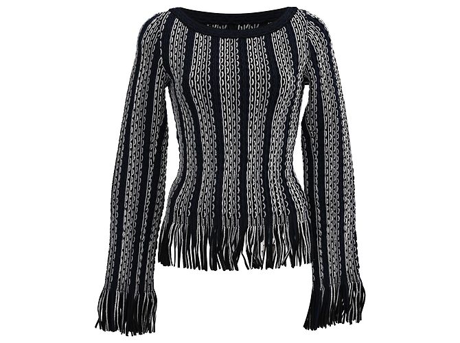 Alaïa Fransenpullover aus schwarzer Wolle 
