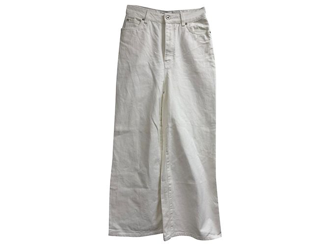 Jeans de cintura alta com pernas largas Loewe em algodão branco Cru