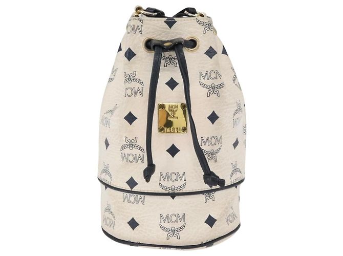 Borsa a Spalla in Pelle MCM con Coulisse Bianco