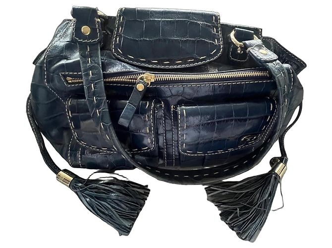Premier Flirt Bolsa Lancel First Flirt em couro azul efeito croco