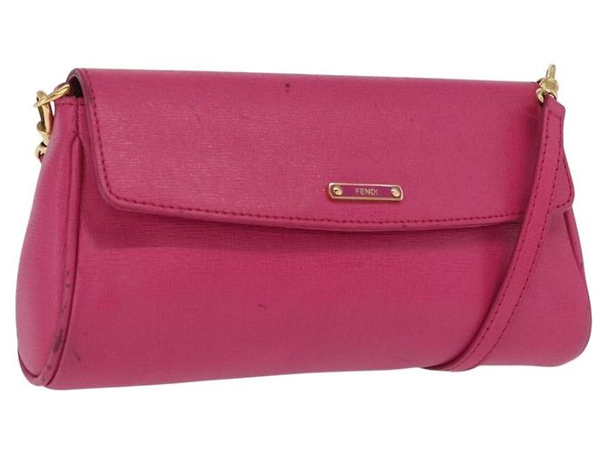 Bolsa de Ombro FENDI em Couro 2way Rosa Dourado Auth ka2012