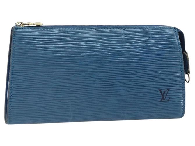 LOUIS VUITTON Epi Pochette Accesorios Pouch Azul M52985 LV Auth 169639