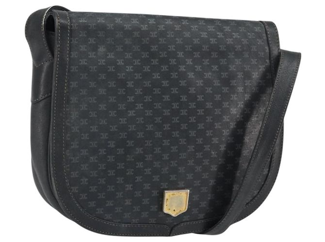 Céline Bolsa de Ombro CELINE em Couro Preto e Ouro Auth bs33071 Dourado