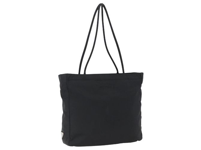 PRADA Tote Bag Nylon Black Silver Auth 170248 Silvery