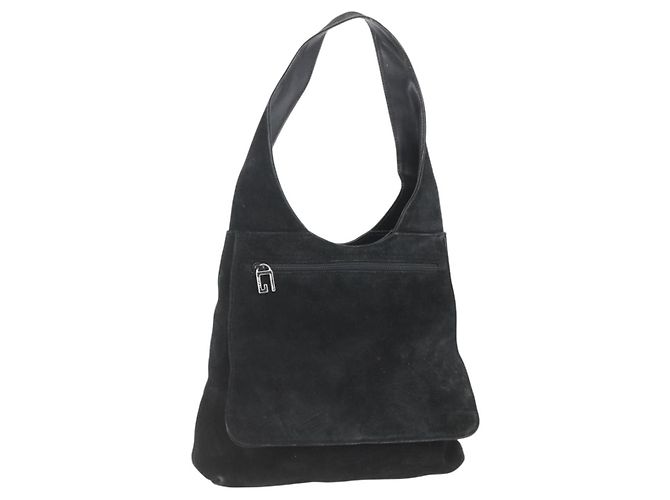 Borsa a Spalla GUCCI Camoscio Nero Auth 165095