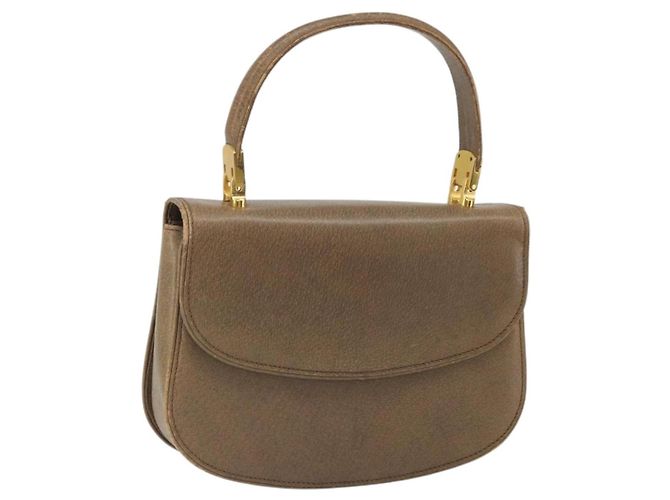 Sac à main GUCCI en cuir marron doré Auth ep13233