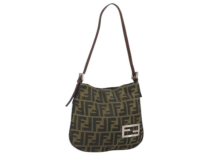 FENDI Zucca Canvas Handtasche braun schwarz silber authentisch bs33057