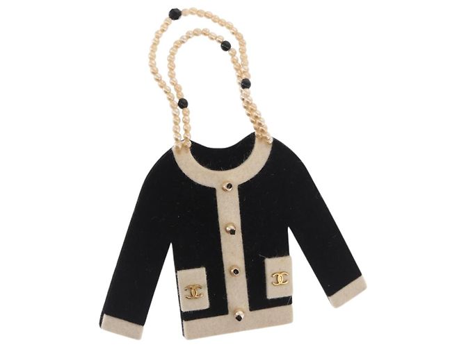 Jacket Motiv Brosche Velours Schwarz CC Auth 170024V CHANEL