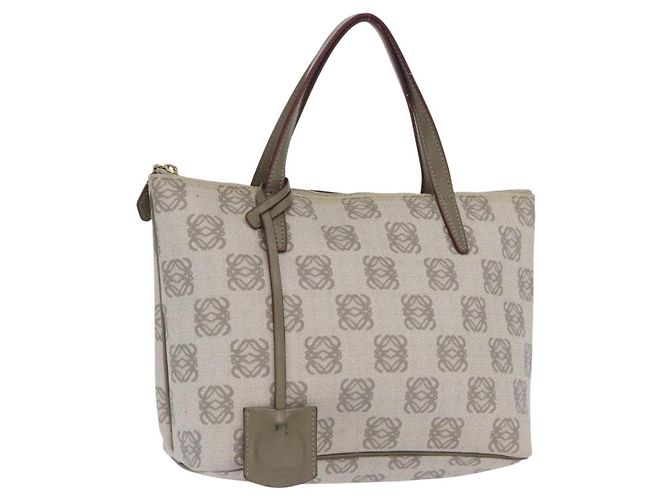 LOEWE Anagram Handtasche Leder Grau Gold Auth ep13268 Braun Golden