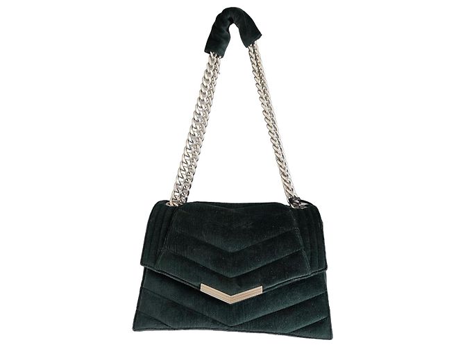Ikks The 1 Velvet Handtasche Grün gesteppt Silber Dunkelgrün