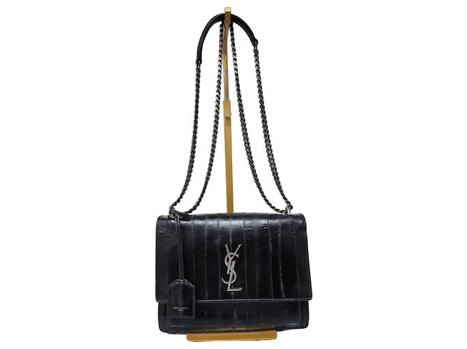 Bolso cruzado de anguila Saint Laurent Sunset Negro