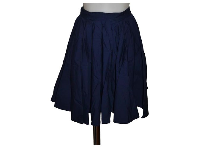 Gonna Balenciaga in cotone blu con fiocco