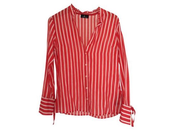 One step Blusa in cotone e seta a righe Bianco Rosso 