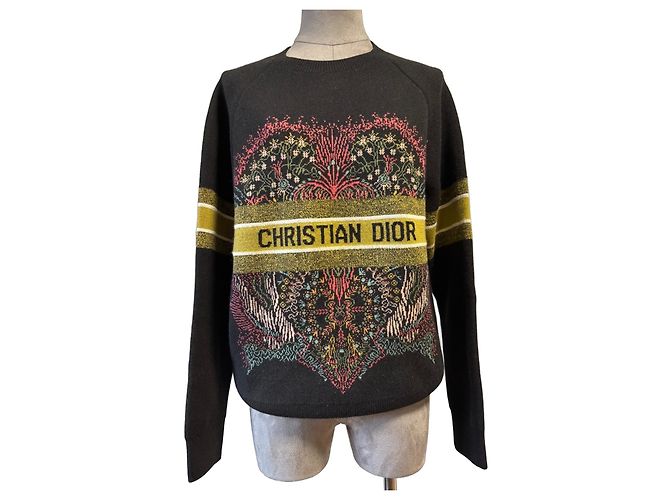 Pullover in lana e cashmere Christian Dior Nero Multicolore