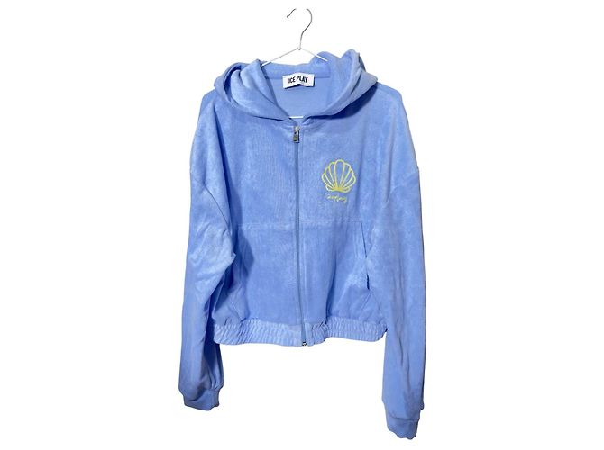 Moletom com capuz Iceberg Ice Play em veludo azul L