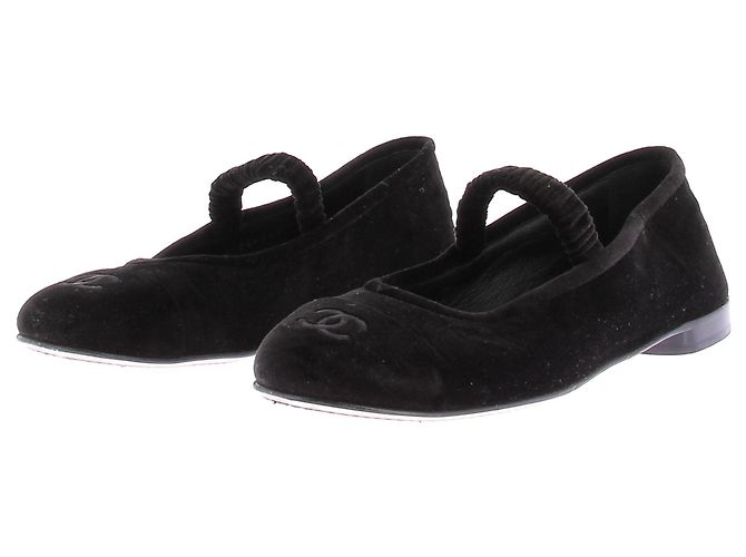 Chanel Samtballerinas Schwarz