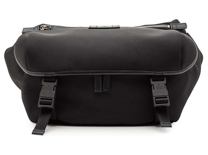 Sac banane en toile noire Techno Web de Gucci