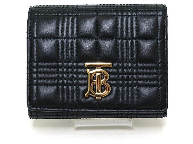 Burberry Dreifach-Brieftasche aus schwarzem Leder 