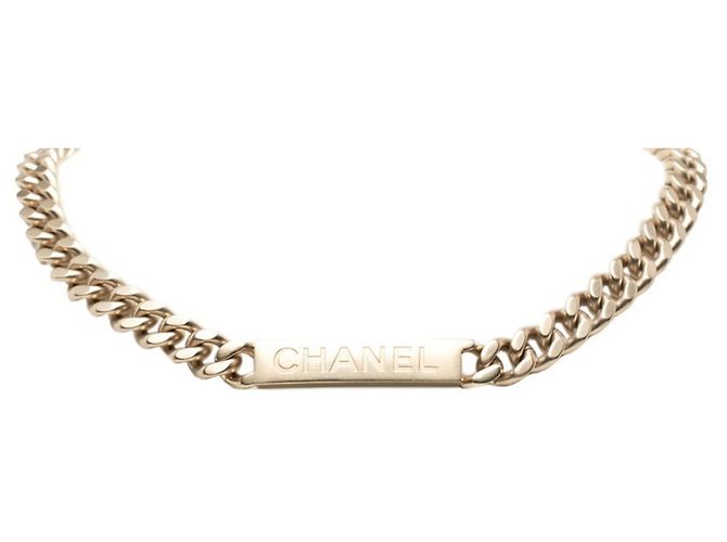 Chanel Gold Plated Coco Mark Chain Necklace Golden