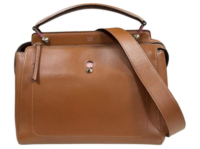 Bolsa de Ombro em Couro Dotcom da Fendi Marrom