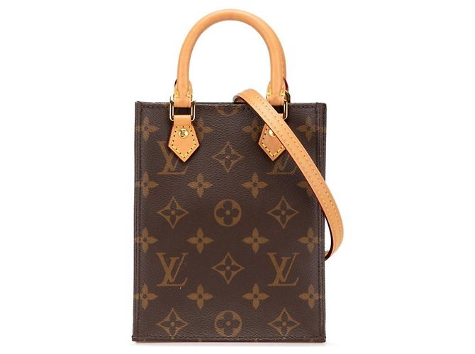 Sac à main Petite Sac Plat Monogram Louis Vuitton Marron