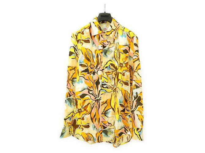 Camisa de linho Etro Multicor Laranja Amarelo