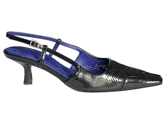 Burberry Black Leather Back Strap Pumps Size 39