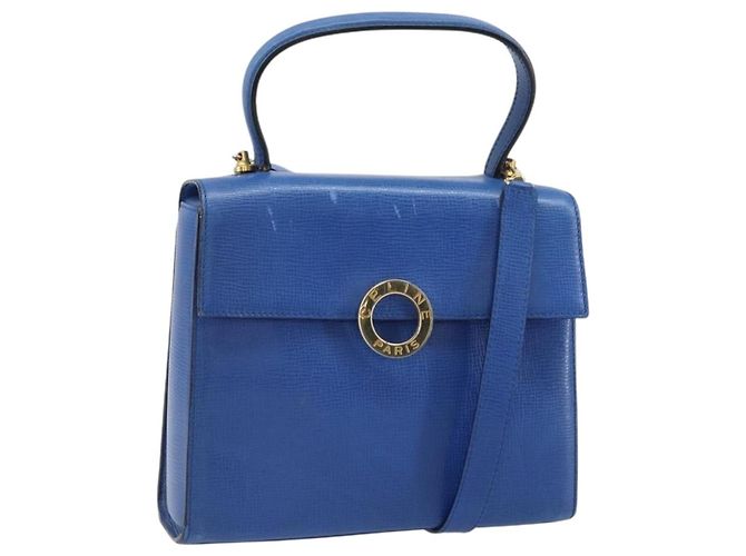 Sac à main CÉLINE Circle en cuir 2 en 1 bleu or Auth 163422 Doré